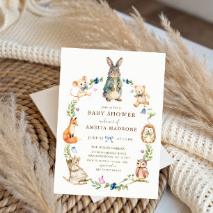 Aquarel Konijn Wreath Vrienden Baby Shower Kaart