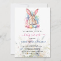 Aquarel Konijneneieren Wildbloemen Baby shower
