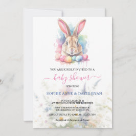 Aquarel Konijneneieren Wildbloemen Baby shower Kaart