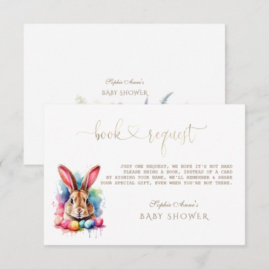 Aquarel Konijneneieren Wildbloemen Boeken voor Bab Informatiekaartje (Voorkant / Achterkant)