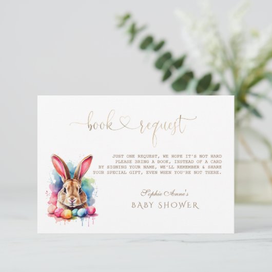 Aquarel Konijneneieren Wildbloemen Boeken voor Bab Informatiekaartje (Staand voorkant)