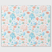 Aquarel koraal inpakpapier (Vlak)