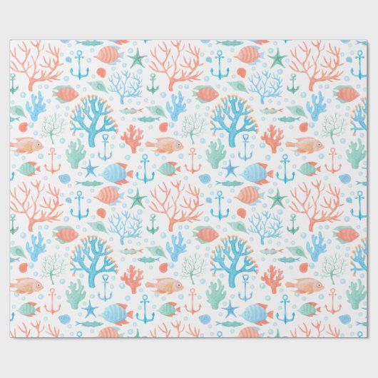 Aquarel koraal inpakpapier (Vlak)