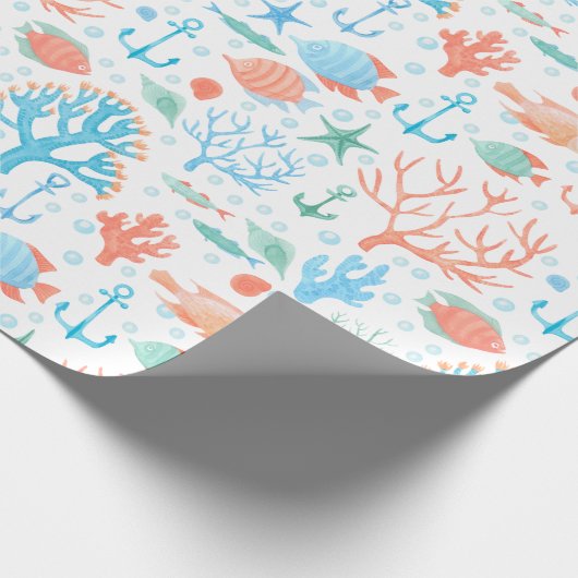 Aquarel koraal inpakpapier (Hoek)