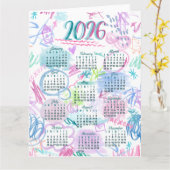 Aquarel krabbels kalender kaart (Gele Bloem)