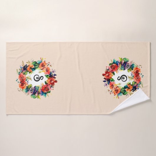 Aquarel krans badhanddoek (Badhanddoek)