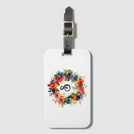 Aquarel krans bagagelabel (Voorkant (verticaal))