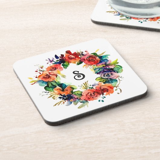 Aquarel krans bier onderzetter (Linkerzijde)