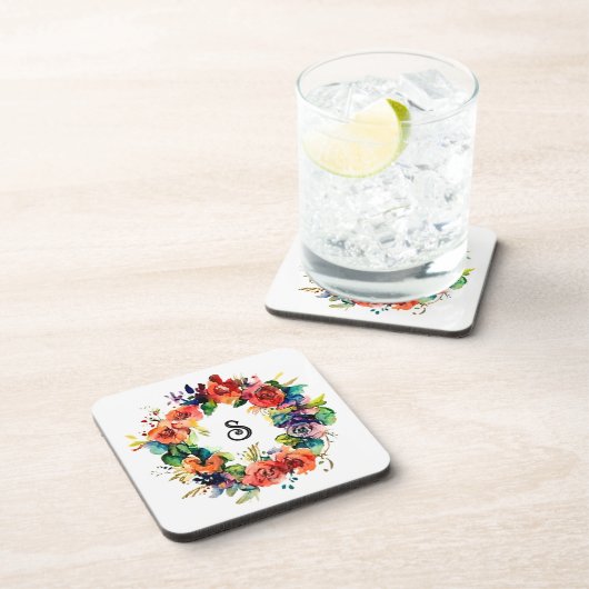 Aquarel krans bier onderzetter (Rechterzijde)