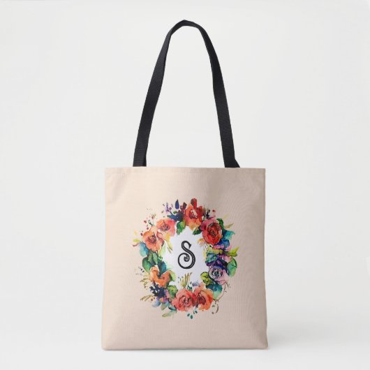 Aquarel krans tote bag (Voorkant)