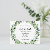Aquarel Krans Verandering van Adres Briefkaart (Staand voorkant)