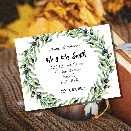 Aquarel Krans Verandering van Adres Briefkaart