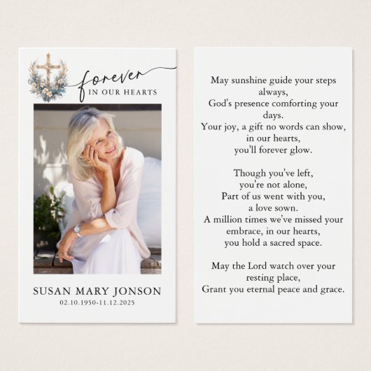 Aquarel Kruis Foto Herdenkings Gebedskaart Visitekaartje (Voorkant /achterkant)