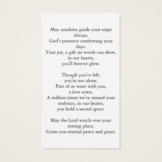 Aquarel Kruis Foto Herdenkings Gebedskaart Visitekaartje (Achterkant)