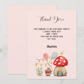 Aquarel Kunst Cute Paddenstoel en Bloemen Bedankkaart (Voorkant / Achterkant)