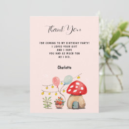 Aquarel Kunst Cute Paddenstoel en Bloemen Bedankkaart