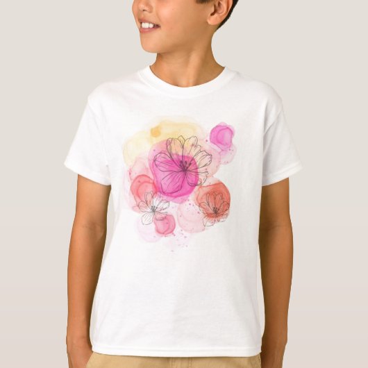 Aquarel kunst met bloem t-shirt (Voorkant)