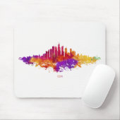 Aquarel Kunst van Chicago Silhouet op Witte Achter Muismat (Met muis)