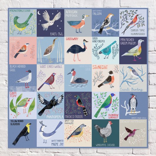 Aquarel Kunst Vogels Rond de Wereld Perfect Poster