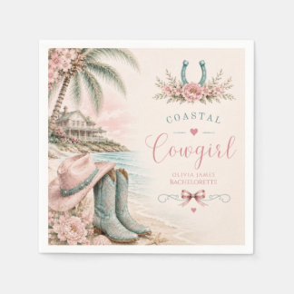 Aquarel, kust cowgirl vrijgezellenfeest servet