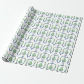 Aquarel Kust Oester Topiary Cadeaupapier (Uitgerold)