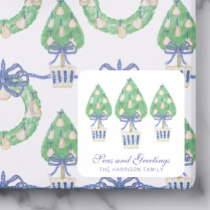 Aquarel Kust Oester Topiary Vierkante Sticker