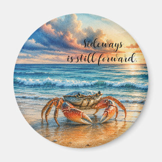 Aquarel Kustkrab op Zandstrand met citaat Magneet