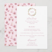 Aquarel Landelijke Bloemen Roze Bloos Menu (Voorkant / Achterkant)