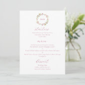 Aquarel Landelijke Bloemen Roze Bloos Menu (Staand voorkant)