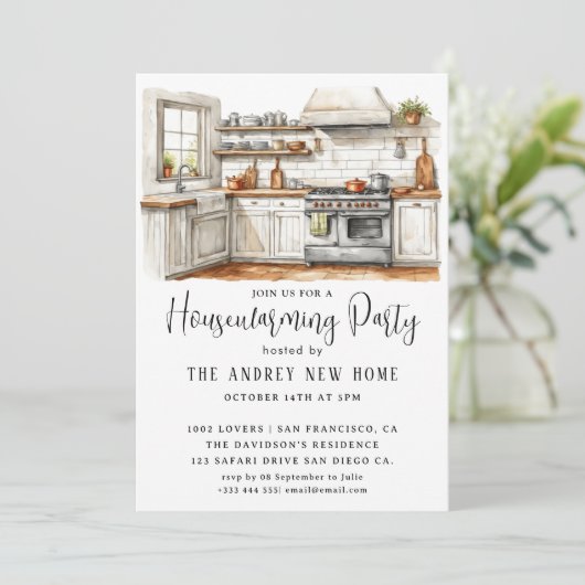 Aquarel Landelijke Keuken Kaart (Staand voorkant)