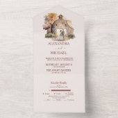 Aquarel Landelijke Schuur Bruiloft All In One Uitnodiging (Binnen)