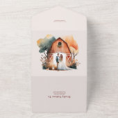 Aquarel Landelijke Schuur Huwelijk All In One Uitnodiging (Buitenkant)