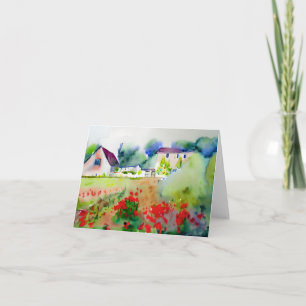 Aquarel landhuis aanpasbaar kaart