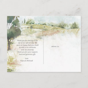 Aquarel Landschap Dank Je Wel Saliegroen ID786 Aankondigingskaart