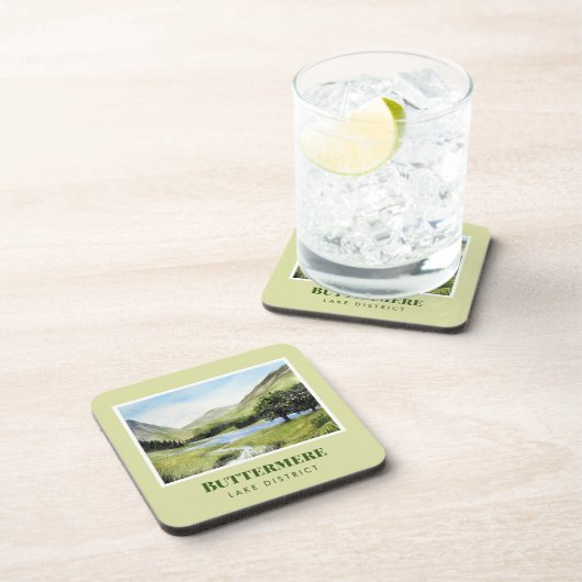 Aquarel Landschapsschilderij van het meer van Butt Bier Onderzetter (Rechterzijde)