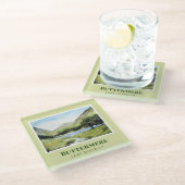 Aquarel Landschapsschilderij van het meer van Butt Glazen Onderzetter (Schuin)