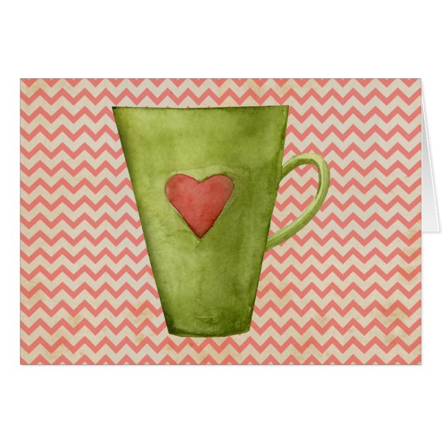 Aquarel Latte Mok Kop Groetkaart (Voorkant Horizontaal)