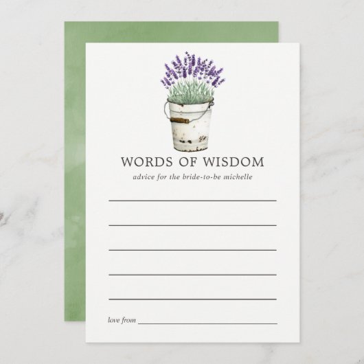 Aquarel Lavendel Bruidsfeest Advies Kaart (Voorkant / Achterkant)