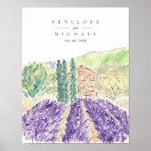 Aquarel Lavendelvelden Welkom Trouwposter Poster (Voorkant)