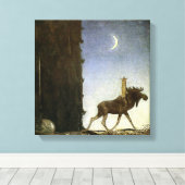 “Aquarel “Leap the Elk” van John Bauer” Canvas Afdruk (Insitu (Houten vloer))