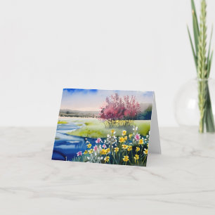 Aquarel lente beek aanpasbaar kaart