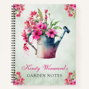 Aquarel lente bloem waterkan tuin notities notitieboek