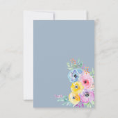 Aquarel Lente Bloemen Stof Blauw Uitnodiging (Achterkant)