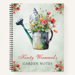 Aquarel Lente Bloemstuk Gietkan Tuin Notities Notitieboek