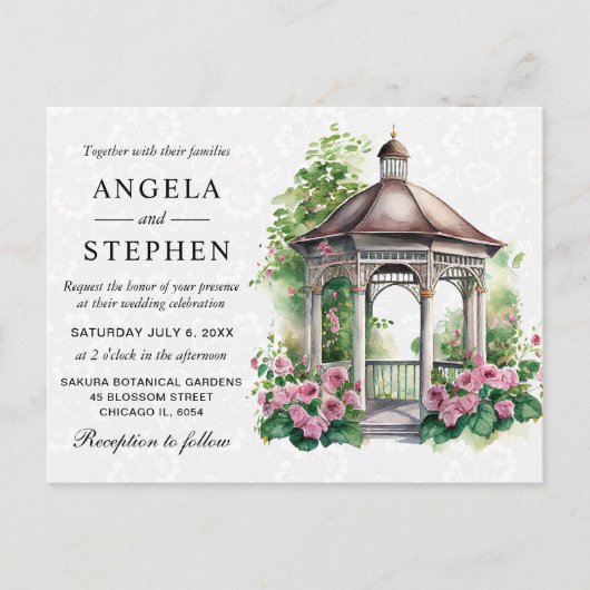 Aquarel Lente Tuinprieel Bruiloft Briefkaart (Voorkant)