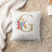 Aquarel Lente Wilde Bloem Nep Gouden Letter "G" Kussen (Deken)