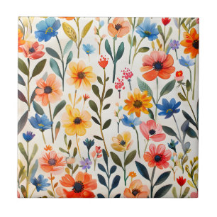 Aquarel lente wilde bloemen achtergrond-99033 tegeltje