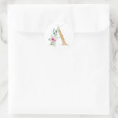 Aquarel letter A met rozen Ronde Sticker (Tas)