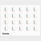 Aquarel letter L met rozen Ronde Sticker (Vel)