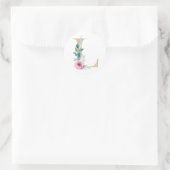 Aquarel letter L met rozen Ronde Sticker (Tas)